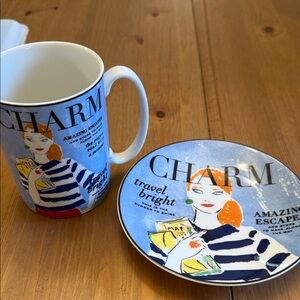 kate spade Blue and White Charm Mug and Plate Set